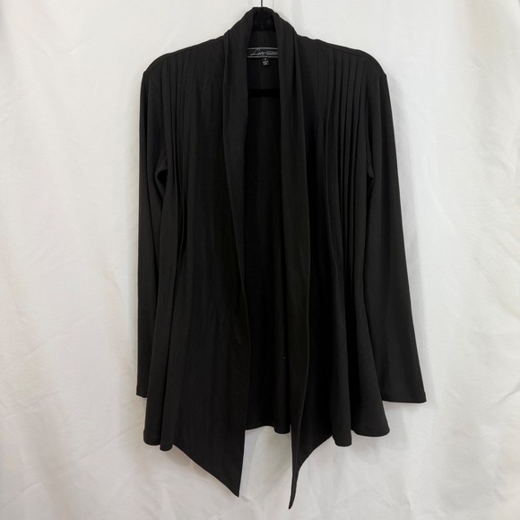love scarlett Sweaters - Love Scarlett Black Open Front‎ Pleated Shoulder Cardigan Sweater Women's